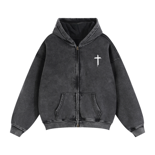 Zip-Through Boxy Fleece Hoodie