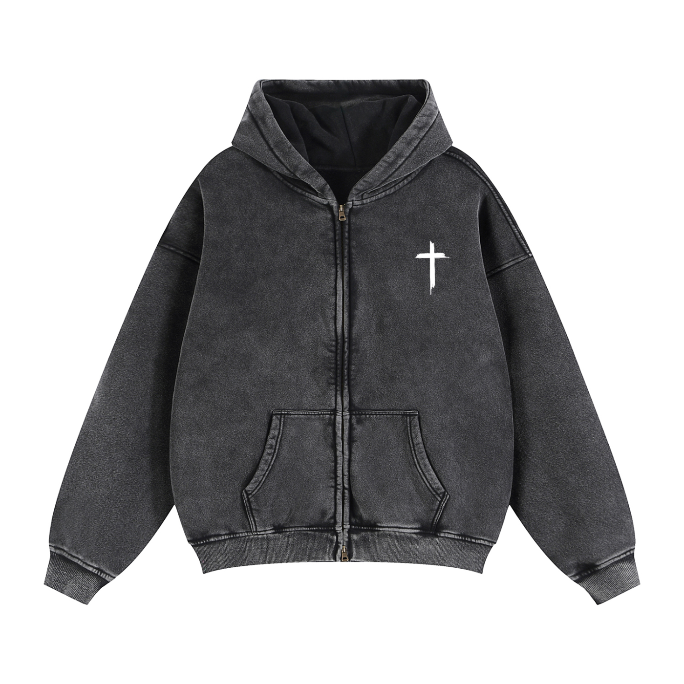 Zip-Through Boxy Fleece Hoodie